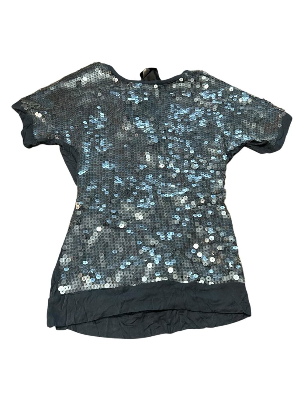 Studio Y Silver Sequin Black Blouse Womens Small Y2K Aesthetic Hannah Montana